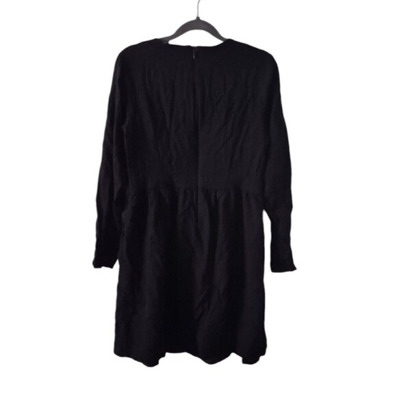 Frank + Oak Black Dress Womens Medium Long Sleeve Pockets Viscose - Picture 3 of 6